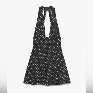 Elegant Black Polka Dot Halter Dress